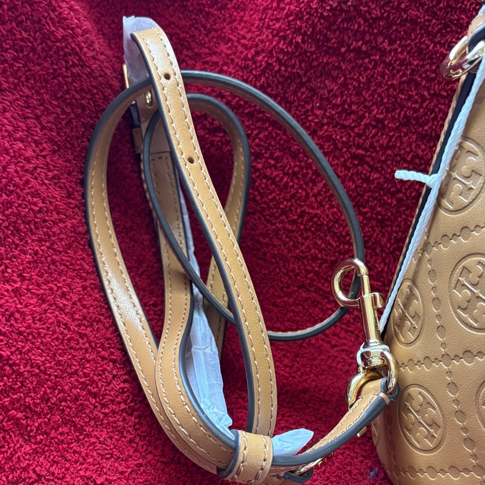 Tory Burch T Monogram Leather Mini Bucket Bag - Picture 4 of 13